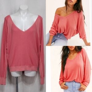 Free People We The Free Slouchy Dolman Sleeve Thermal Top M Off-Shoulder Chic